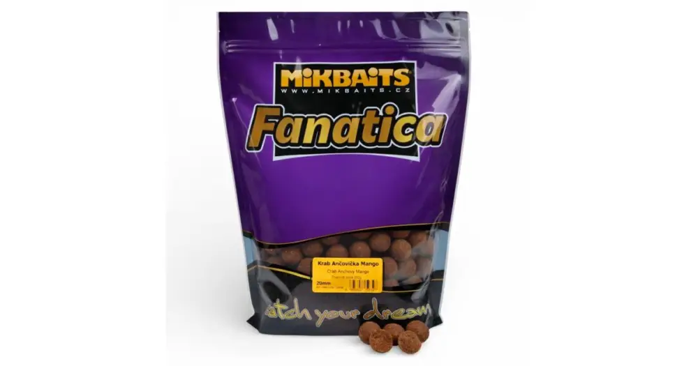 Výprodej Mikbaits Boilie Fanatica Krab Ančovička Mango - 900 g 20 mm
