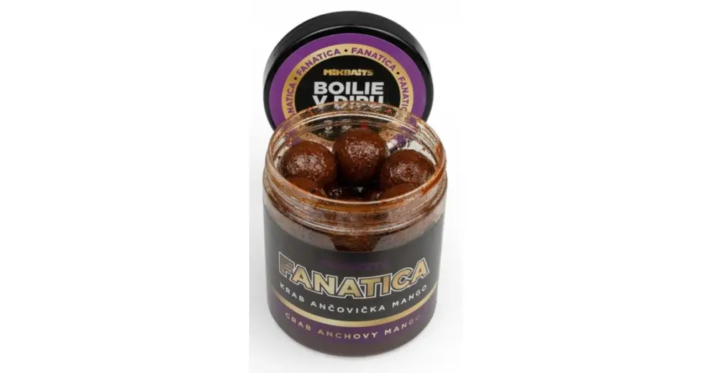 Jen Po Omezenou Doba Mikbaits Boilie v Dipu Fanatica Krab Ančovička Mango 250 ml - 24 mm