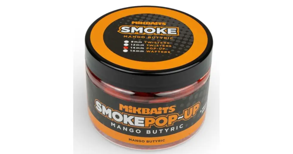 Tovární Cena Mikbaits Plovoucí Boilie Smoke Pop-Up 14 mm 150 ml - Mango Butyric