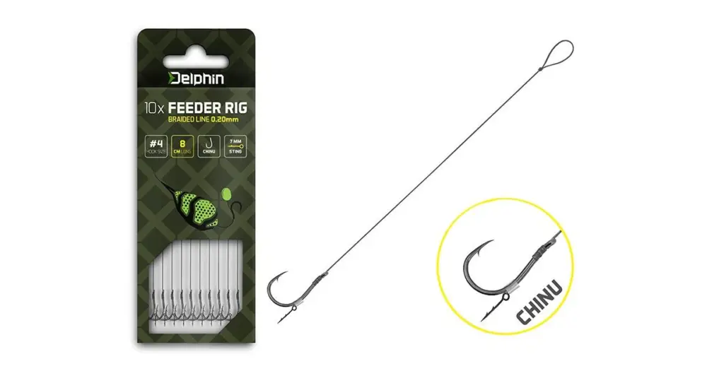 Delphin Návazec Feederový Braided Sting Chinu 10 ks - Délka 8 cm Průměr 0,20 mm Háček #6 Novinka