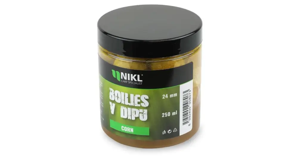 Kup Teď Nikl Boilies V Dipu Corn 250 ml - 24 mm