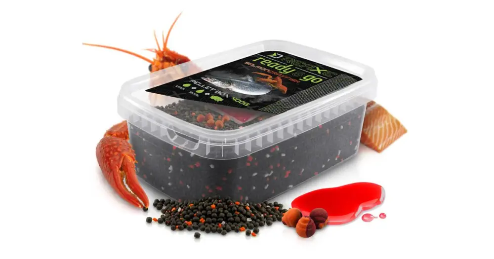 Delphin Pelety Reaxe Ready&Go Pellet Box + Booster a Nástrahy Losos-Rak 400 g Kup Teď