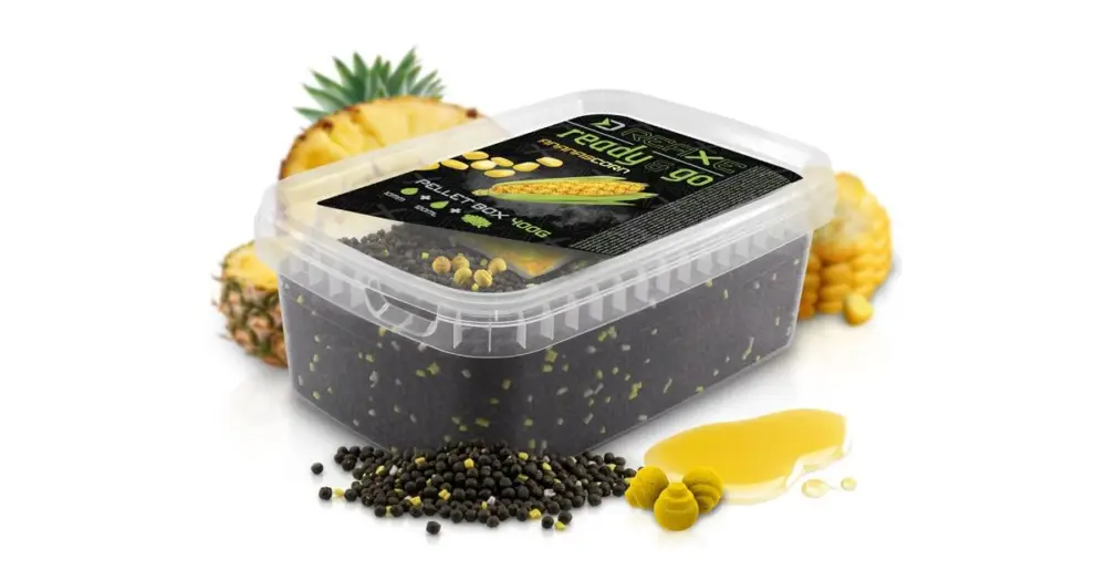 Delphin Pelety Reaxe Ready&Go Pellet Box + Booster a Nástrahy Kukuřice-Ananas 400 g Must-Have