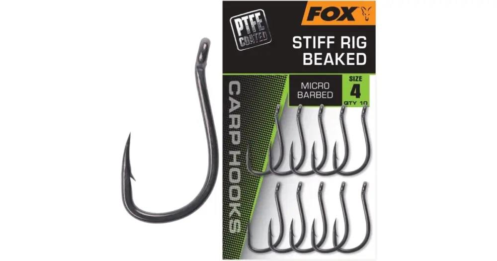Vysoce Kvalitní Fox Háčky Stiff Rig Beaked 10 ks - Velikost 6