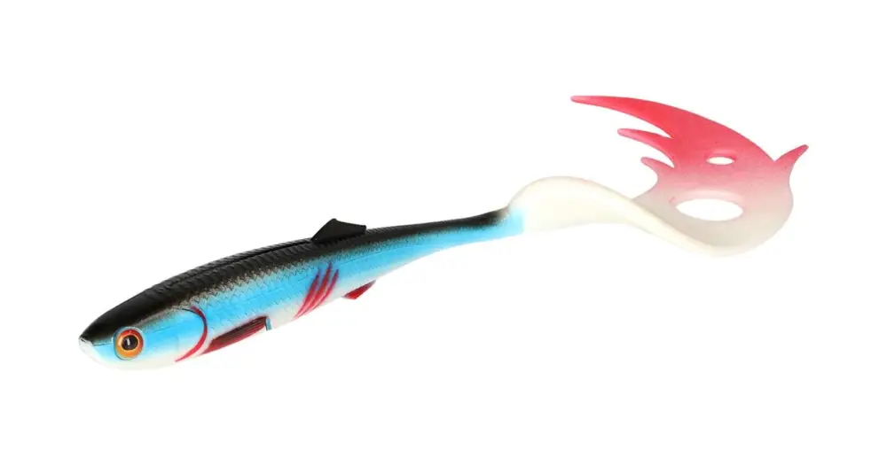 Mikado Gumová Nástraha Sicario Pike Tail Bleeding Blue Balení - 14 cm 13 g 2 ks Akční Cena