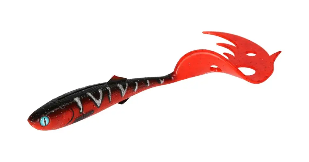 Mikado Gumová Nástraha Sicario Pike Tail Red Tiger Balení - 10,5 cm 6 g 4 ks Hit Sezóny