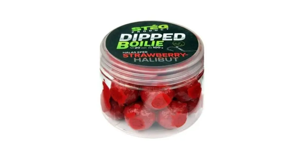 Stég Boosterované Boilie Dipped Boilie 100 g 20 mm - Strawberry Halibut Akční Cena