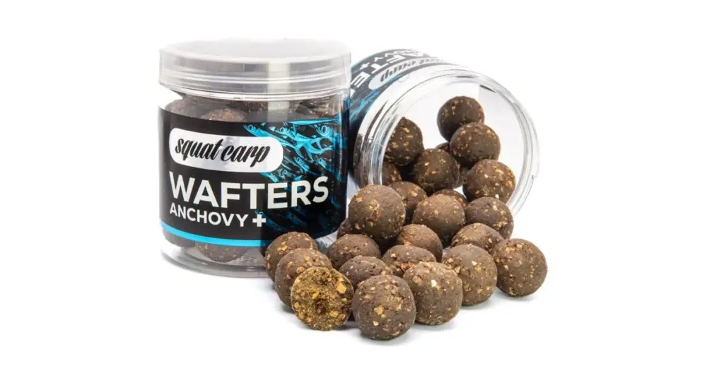 Cenová Bomba Squat Carp Vyvážené Boilies Wafters Anchovy+ - 250 g 30 mm