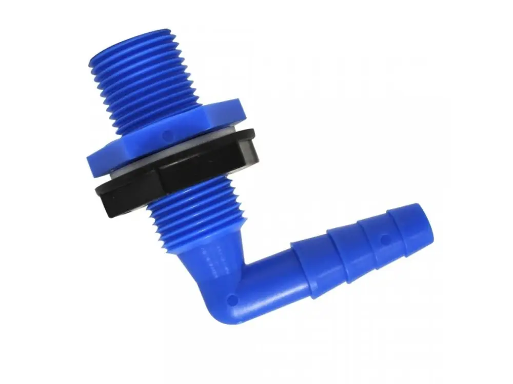 Průchodka nádrže úhlová 90° závit 1/2'' hadice 10-12 mm Výprodej